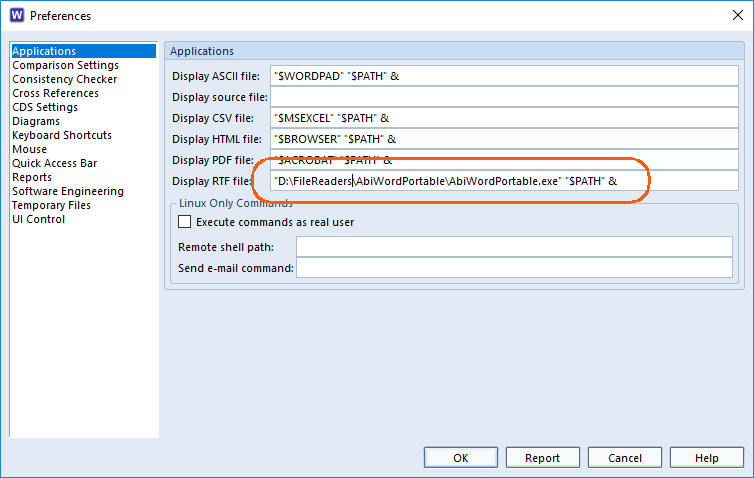 setting the application preferences in Cradle