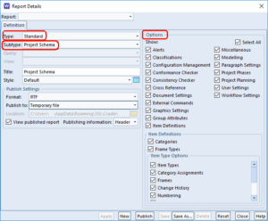 Choose the elements of the schema report most suitable