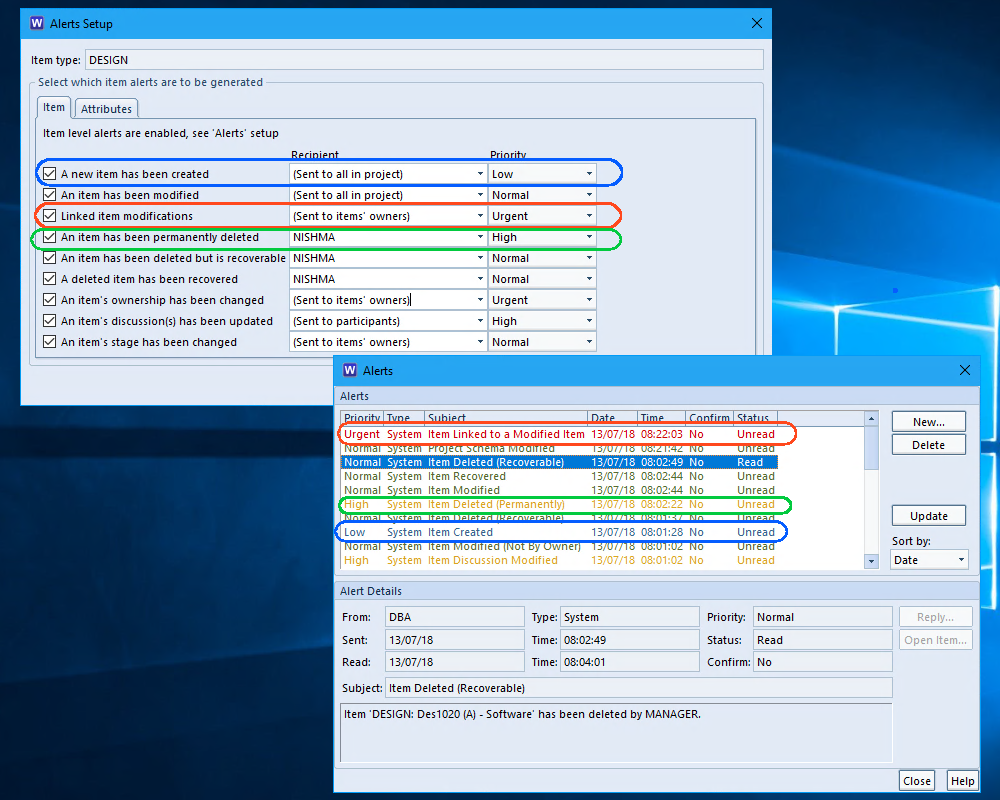 setting alert priorities and viewing the results