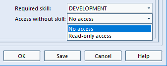 Skill based access levels for items