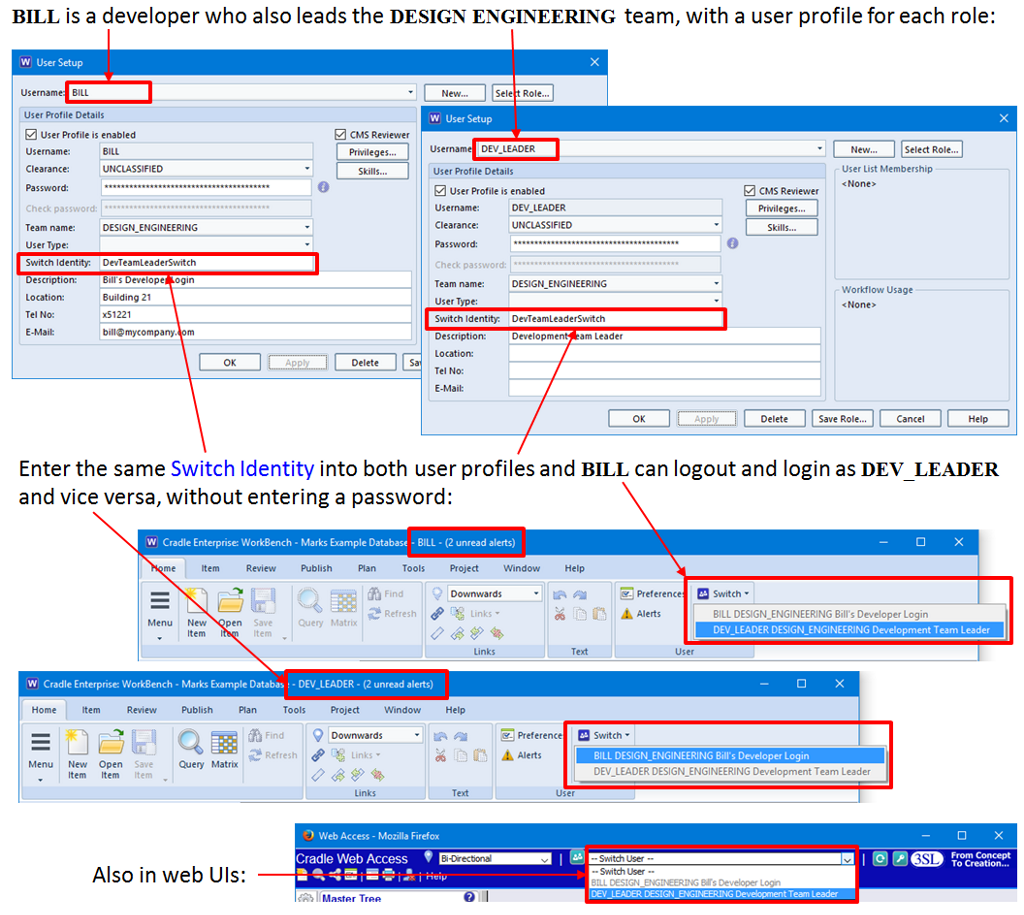 Switching Between Cradle Accounts