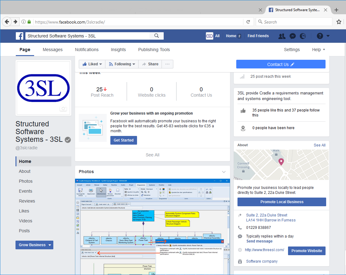 screenshot of www.facebook.com/3slcradle/