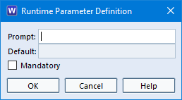 Screenshot to show prompt when running parametric queries