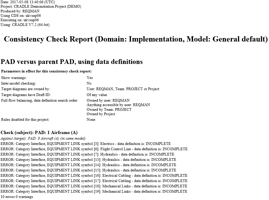 Physical Architecture Diagram Consistency Check Report