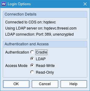 Screenshot of login dialog using LDAP