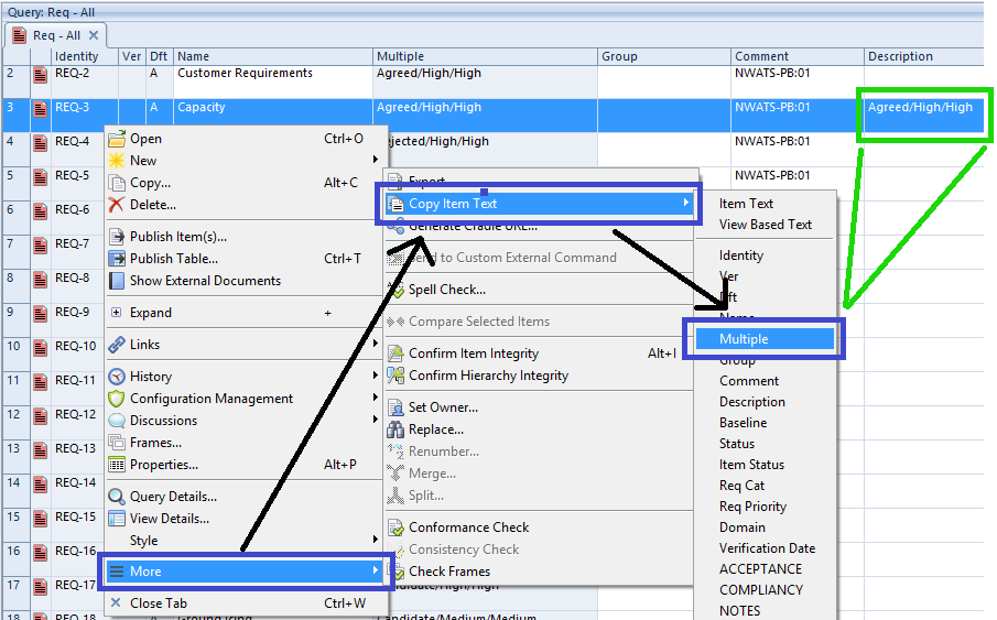 How to copy text from a multiple data cell in Cradle