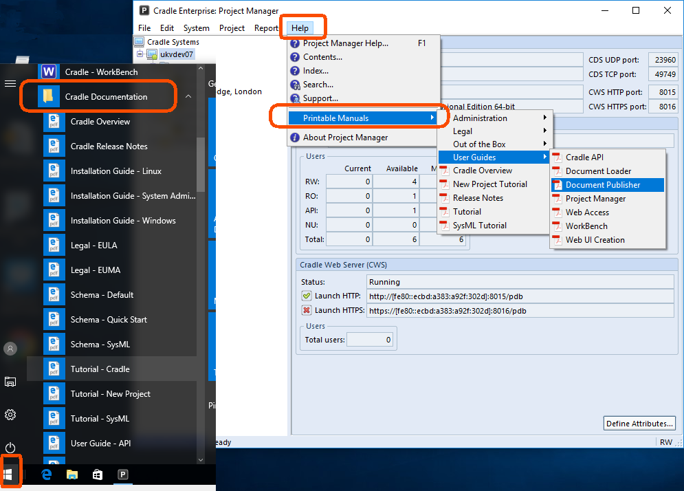 details of how to find cradle documentation