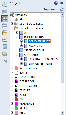 Project sidebar Formal Documents sections