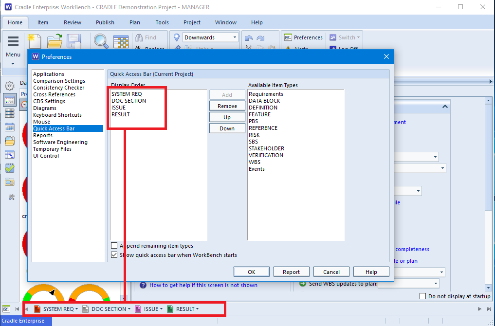 Quick Acces Bar in User Preferences