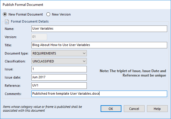 Publish Formal Document