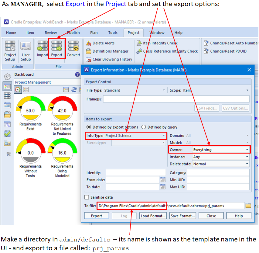 Export to Create New Default Schemas