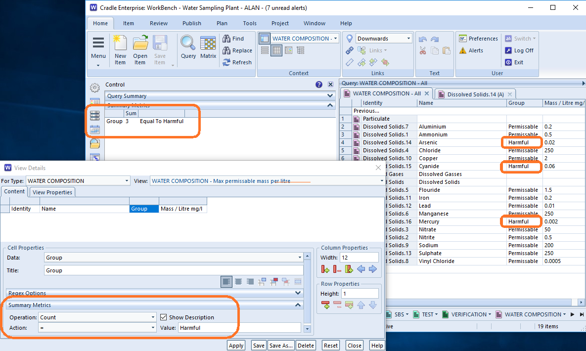 Setting up a view summary metric