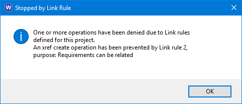 Stopped by Link Rule Error Message