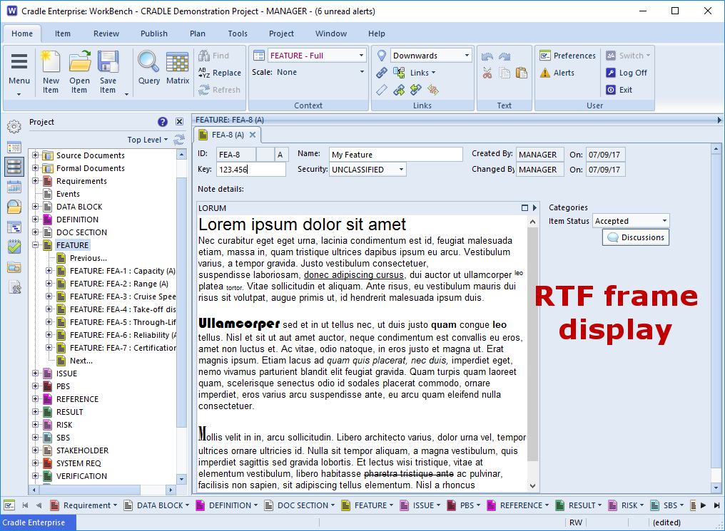 demonstration of RTF in Cradle