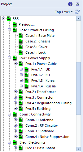Result of Reordering in a Hierarchy Result of Reorder Before Item Pwr.1