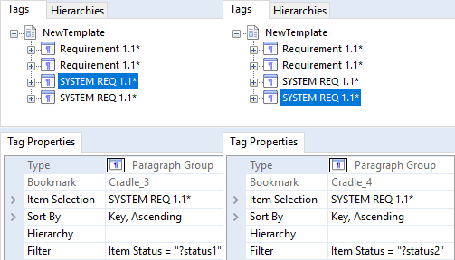 Using Named parametrics for both Requirements and System Requirements