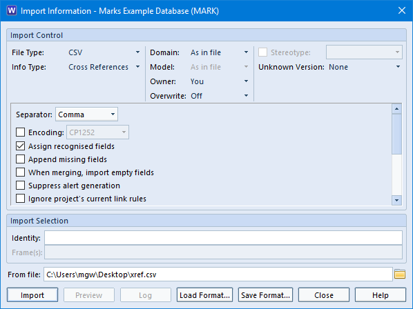 load cross reference links