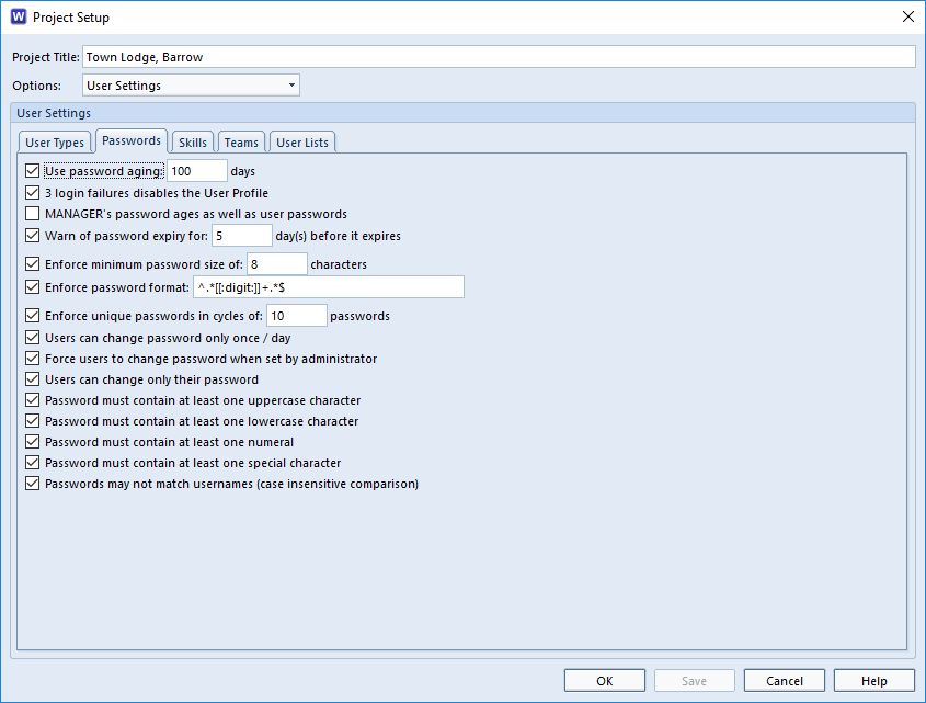 control over password policy