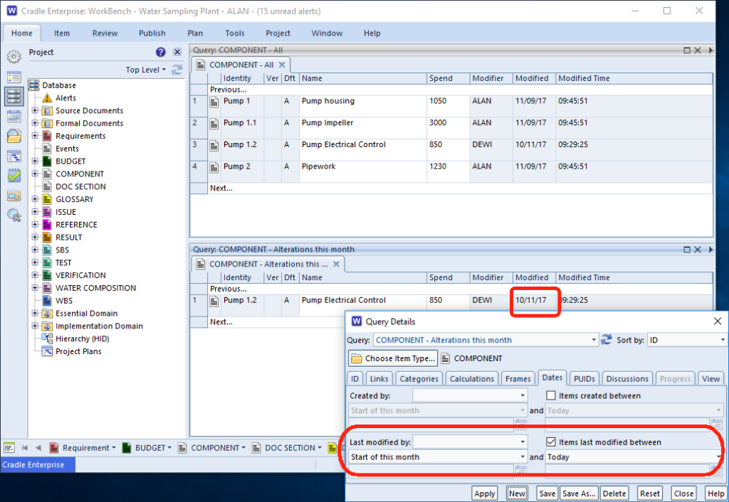 screenshot showing how to set relative date in a query