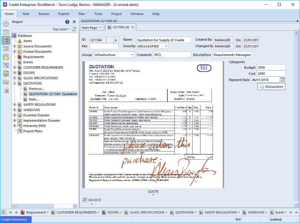 screenshot showing an image containing handwriting stored in Cradle