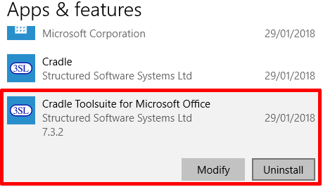 Uninstall Toolsuite not Cradle