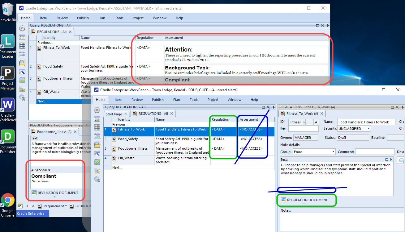 Illustration of user skill based frame access