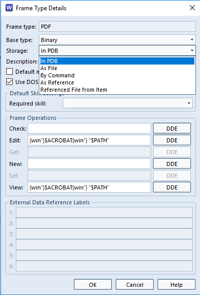 setting frame type details in the Cradle project schema