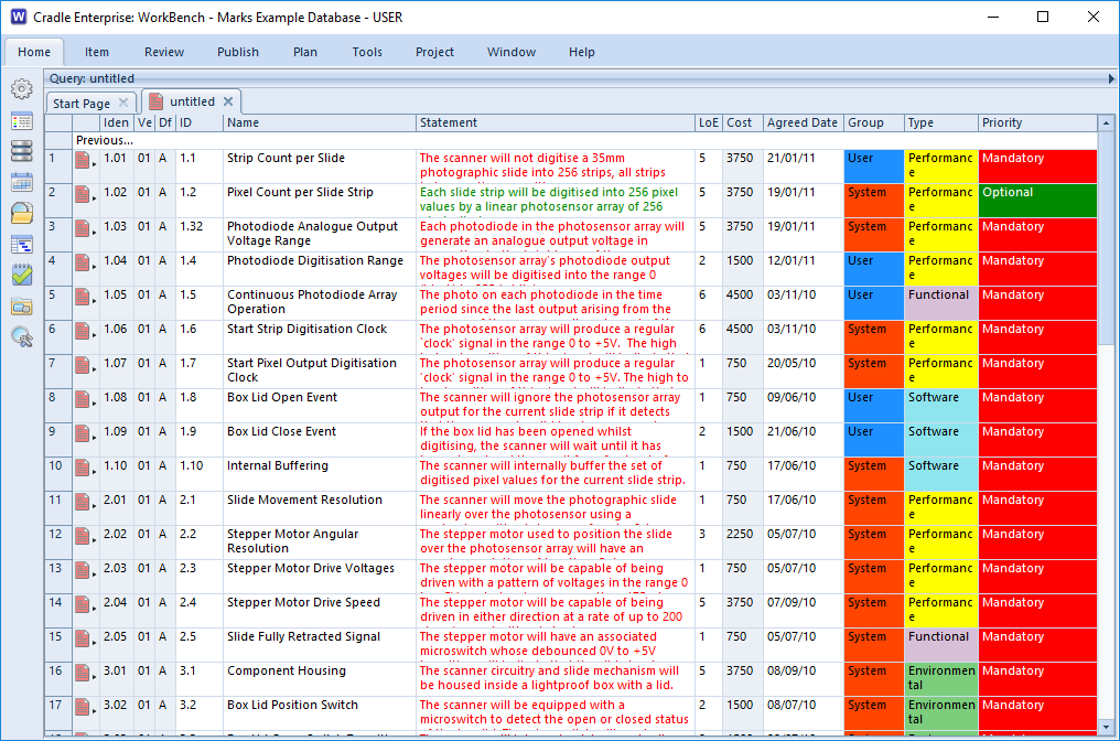 maximised data display area in 3SL Cradle RM SE Tool