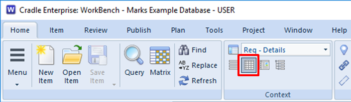 choose table style in the UI in 3SL Cradle RM SE Tool