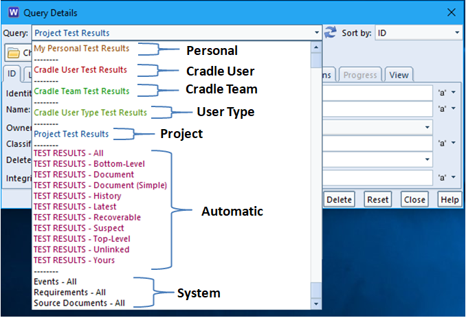 Query Definition Groups