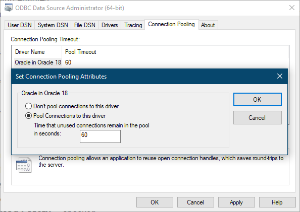 Pool Connection settings