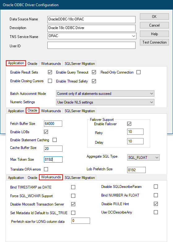 Oracle ODBC Driver Configuration