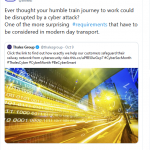 @ThalesGroup tweet regarding cyber attack prevention on transportation systems