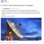 Synchroness tweeted a story about reception of Voyager I signal