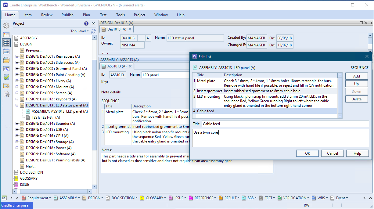 Cradle Item using a list