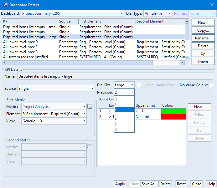 Precision Option in dashboards