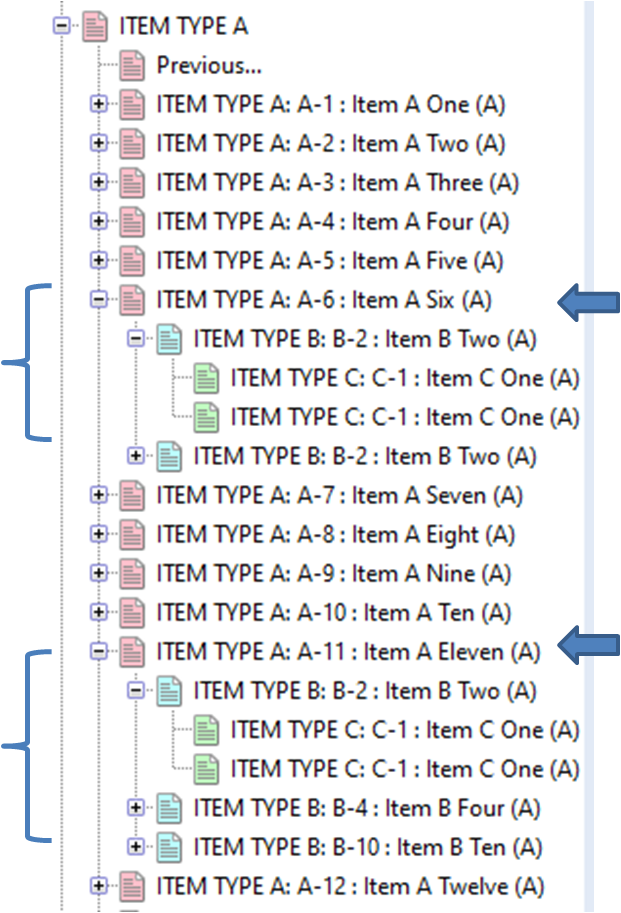 Screenshot showing the direct links between items in a tree style to prove that the items are not directy linked Screenshot showing the direct links between items in a tree style to prove that the items are not directy linked
