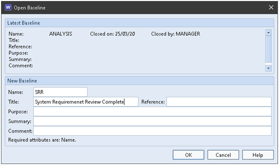 Open Baseline Dialog