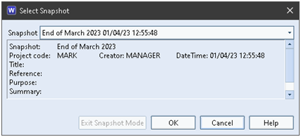 Select Snapshot Dialog