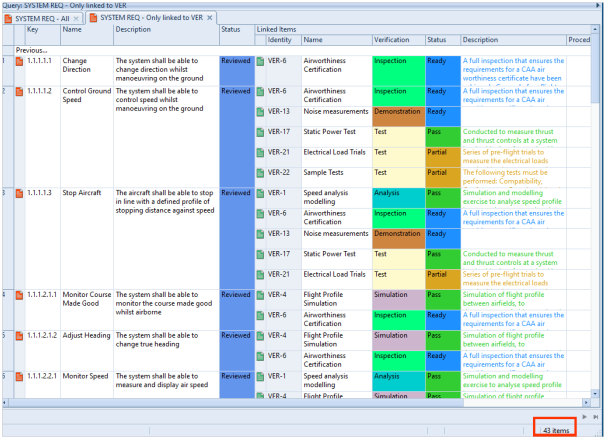 Query showing linked items