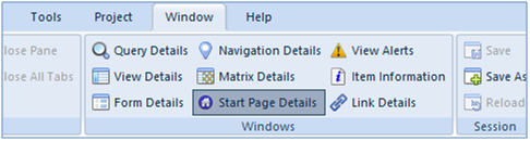 Start Page Details option