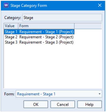 Stage Category Form dialog