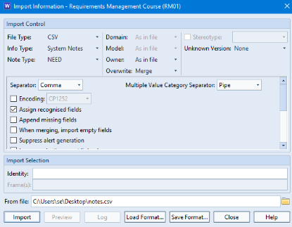 Import Dialog