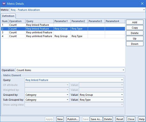 Metric Details dialog