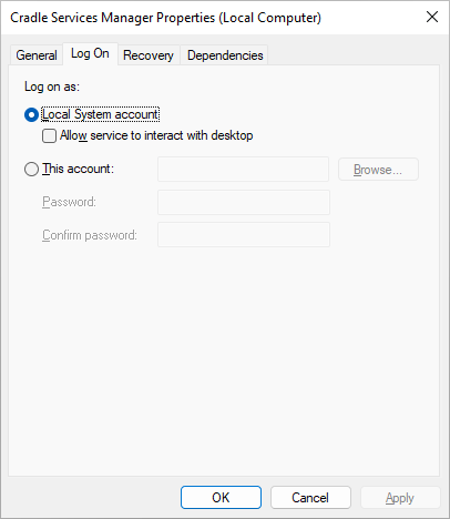 Run As User for 3SL Cradle Database Server