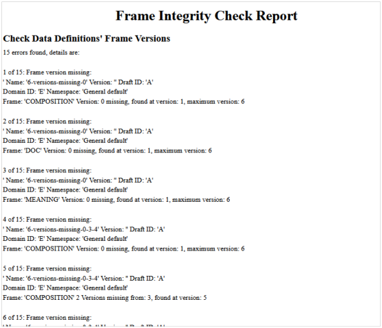 Frame Integrity Check report