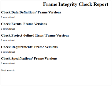 Frame Integrity Check Report - No issues