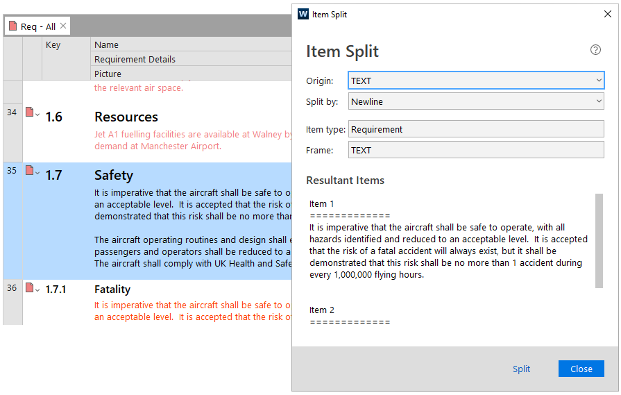 Split Items